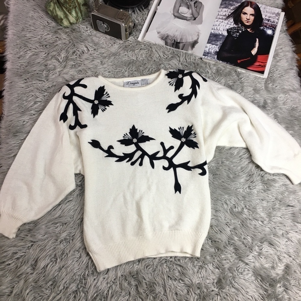Vintage 80s Donagain Floral Sweater | Knit · Cottagecore /grandma core
